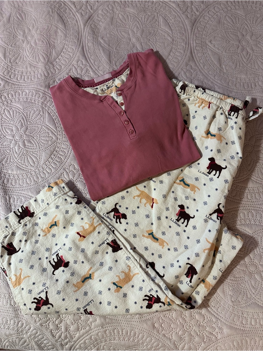 L.L.BEAN labrador print pajama set petite large